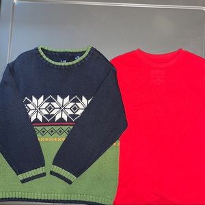 Lot of 2 Boys Shirts Gap Sweater & Long Sleeve Shirt Size 4